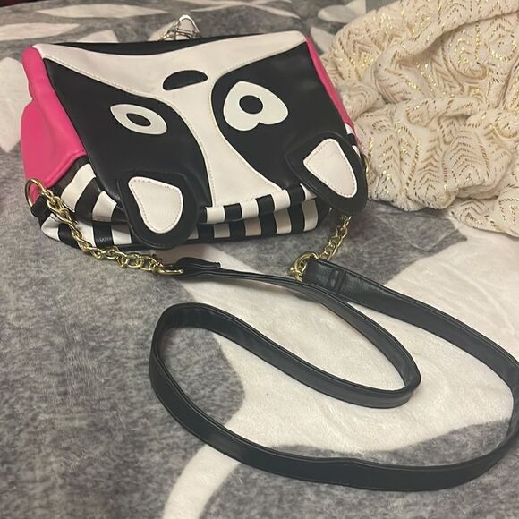Betsey johnson bbw spot dog kitsch frenchie pug ears stripe crossbody purse bag - Picture 6 of 7